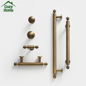 French American Style Kitchen Cabinets Pull Handle T bar Brushed <strong>Gold</strong> Cabinet Handles Soild Brass Long Cabinet Handle <strong>Knobs</strong> - Product Image 1