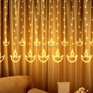 Diwali Decoration Curtain <b>Lights</b> 10 Hanging Diya <b>String</b> Led <b>Light</b> - Product Image 1