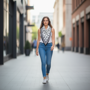 Bufanda triangular multifuncional de 135x60 cm con diseño de lunares para mujer, accesorio de moda - Product Image 3