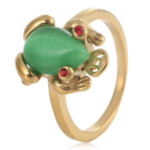 Bague yunnique en pierre verte motif crapaud, bijoux fantaisie pour femme, cadeau, sertissage à griffes - Product Image 1