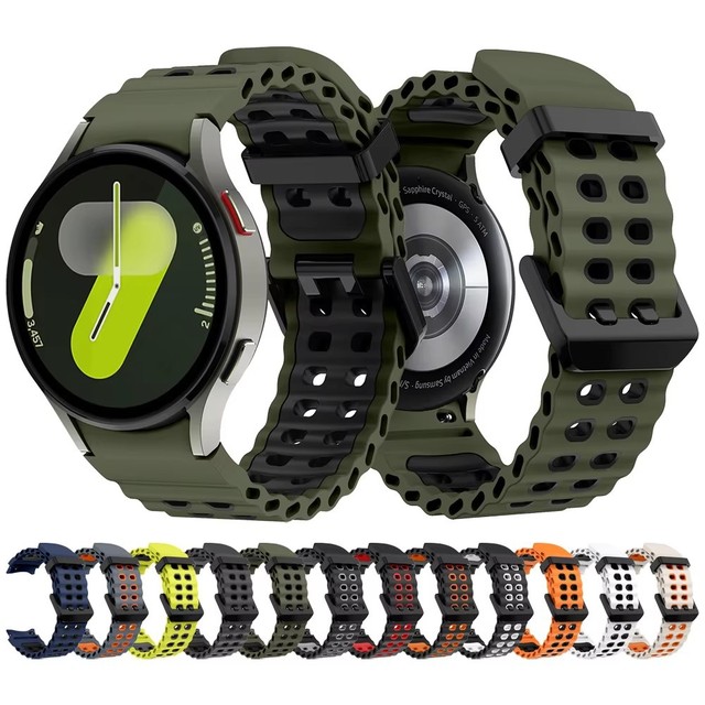 New Design Ocean Two Tone Silicone Bracelet Strap for Samsung Galaxy Watch 7 Adjustable Waterproof Watch Bands