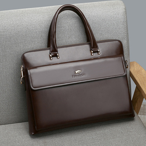 Large Vintage <strong>Briefcase</strong> Men's PU <strong>Leather</strong> Casual Man Handbag Coffee Fashion Shoulder Business Office Laptop 15 Inch Bag - Product Image 2