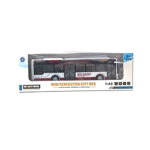 Modelo de ônibus em liga leve em escala 1:42, modelo de brinquedo infantil com luz, veículo de simulação em liga metálica, presente de brinquedo