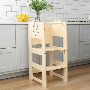 Bonito conejo torre de aprendizaje plegable Montessori madera Natural torre de aprendizaje niño torre de aprendizaje convertible Mesa silla conjunto - Product Image 1