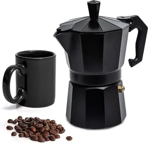 KOSTENLOSE MUSTER Espresso Mokka Kaffee maschine mit einer Tasse Gas Elektroherd Klassische italienische Kaffee maschine Brewer Percolator