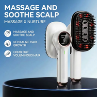Peigne Masseur Vibrant Lumière Rouge & Bleue pour Cuir Chevelu, Brosse Nourrissante pour la Croissance des Cheveux, Appareil Portable Anti-Chute pour Soin du Cuir Chevelu