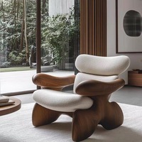 Fauteuil d'Appoint de Salon Rembourré en Mousse Haute Résilience. Fauteuil Scandinave Design. Cadre en Bois Massif, Vendu à l'Unité