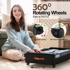 Organisateur de rangement pour chaussures sous le lit, tiroir métallique roulant, rangement sous le lit pour vêtements avec roulettes - Product Image 2