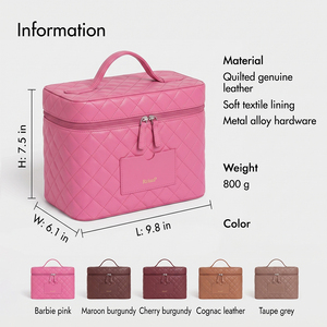 Bolsa de Cosméticos de Piel Sintética Acolchada LZ OEM ODM con Espejo, Compartimento Divisor, Estuche de Maquillaje de Viaje, Neceser, Caja de Aseo, Correa para Equipaje - Product Image 4