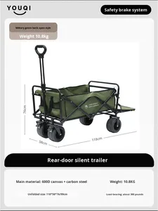 Stille Achterste Opvouwbare Kampeerwagen-Volledig Stalen Frame 600d Oxford Doek 360 Remwielen Grote Capaciteit Om Te Winkelen - Product Image 6