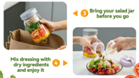 Stoples Salad Kaca Bebas BPA 2026 yang Ditingkatkan dengan Wadah Saus Basah & Kering, Portabel & Anti Bocor, Dapat Disesuaikan.