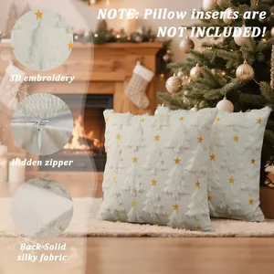 Housse de coussin de Noël Miaikoe 45x45cm, lot de 2, blanc crème, peluche douce en polyester, <span class=keywords><strong>fausse</strong></span> <span class=keywords><strong>fourrure</strong></span>, décoration de canapé pour la maison - Product Image 3