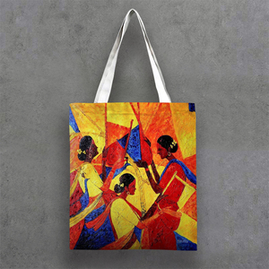 Estilo <span class=keywords><strong>de</strong></span> moda <span class=keywords><strong>vida</strong></span> humanística Africana pintura al óleo tamaño mediano bolsa <span class=keywords><strong>de</strong></span> lona <span class=keywords><strong>de</strong></span> algodón - Product Image 5