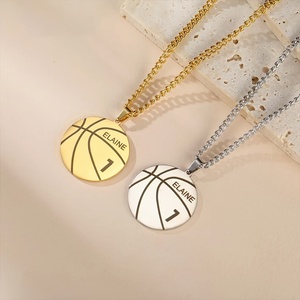 Collana da basket personalizzata con incisione nome, regalo <span class=keywords><strong>per</strong></span> donne, uomini, ragazzi, bambini, papà, in acciaio inossidabile, sportivo - Product Image 1