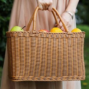 Panier à linge pliable mural en bambou, panier à dessert, paniers en osier faits sur mesure, jardinage, forme ronde bohème, en herbe de mer - Product Image 2