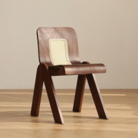 Chaise de salle à manger mobile en bois massif, style Wabi-sabi, design vintage, chaise C rétro en rotin tressé, inspiration française, luxe léger