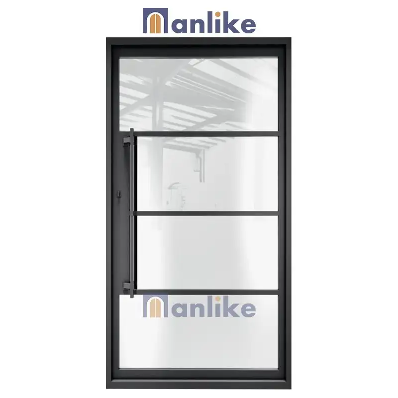 Anlike China Modern Pivot Aluminium Zwart 36X80 Anti Diefstal Externe Metalen Buitendeuren Exterieur Staal Met Zijlicht