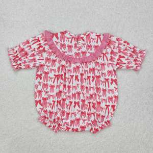 Précommande MAMAS BESTIE Coquette arcs rose petites filles tenues bébé smocké bulle barboteuse soeur correspond bébé vêtements nouveau Design - Product Image 6