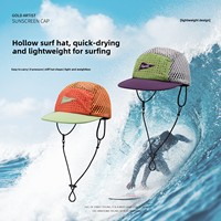 Gorra de surf de malla de nailon con diseño hueco para playa y deportes de verano, de secado rápido, de 6 paneles, ajustable, unisex, con visera tipo pico de pato, fresca