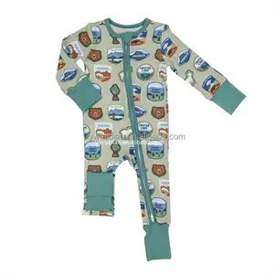 Baby Zippered Crawl Suit 100% Cotton Children Sleepwear Zip Crawl Suit Toddler Print Pajamas Set Baby Girl Toddler's cra