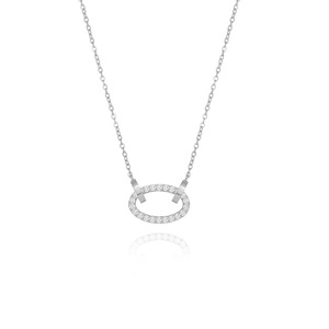 Collier élégant et tendance en acier inoxydable plaqué or 18 carats avec chaîne à maillons et fermoir en forme de nez de cochon, serti de zircons géométriques, pour femme, idéal pour les soirées. - Product Image 2