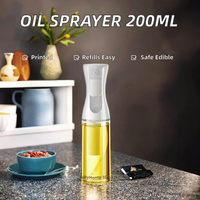 Bouteille Distributrice d'Huile en Verre 200ml, Pulvérisateur de Cuisine pour Huile d'Olive, Vinaigre de Qualité Alimentaire, Idéal pour Biscuits, Gâteaux, Snacks, Rechargeable