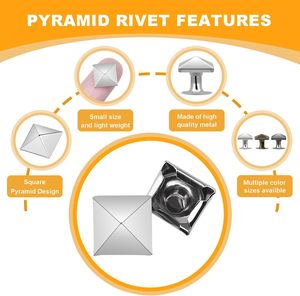 Ensembles de rivets carrés en cuir, clous pyramidaux métalliques pour poignets en cuir, bottes, vêtements, colliers pour animaux, ceintures, sacs, bracelets punk - Product Image 3