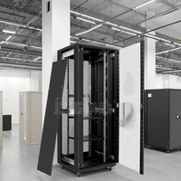 Meilleures ventes : Rack de serveur 42U en acier laminé à froid noir avec porte frontale en verre trempé, charge statique de 1000 kg, en stock pour utilisation en centre de données