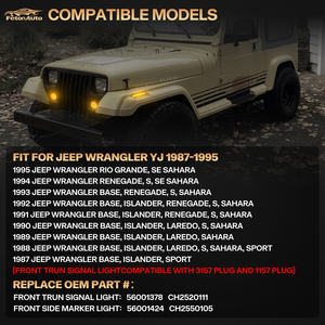 Kit de 4 Piezas de Luces Intermitentes Delanteras Ámbar + Luces de Posición Laterales para <span class=keywords><strong>Jeep</strong></span> Wrangler YJ 1987-1995, Luces Intermitentes Laterales Delanteras - Product Image 6