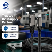 Câble d'extension USB 3.2 Gen 2 Type C industriel 20 Gbit/s 100 W PD 4K 60 Hz blindé mâle-femelle pour ordinateur portable SSD CNC