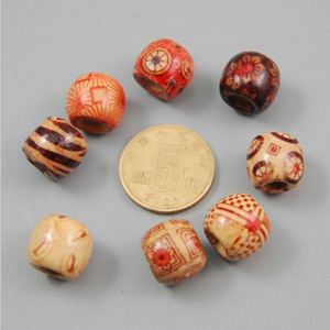 Perles de cheveux rondes grand trou perles de poney peintes en bois en gros 100 pièces pour la fabrication de bijoux 10-17mm boules en bois 10 sacs 500 pièces/sac - Product Image 6