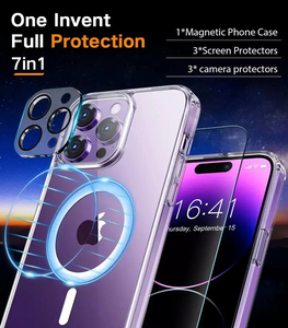 เคสโทรศัพท์แม่เหล็ก5-in-1 <span class=keywords><strong>iPhone</strong></span> 15 PRO MAX และฟิล์มป้องกันหน้าจอ9H พร้อมฟิล์มเลนส์อะคริลิค - Product Image 3