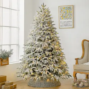 Wholesale 7ft Mixed Flocked Christmas Tree Artificial Tree With PE PVC Metal Stand Big Snow Effect For Festive Decorations