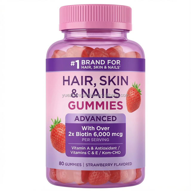 Private Label High Potency Biotin Hair Gummies Vitamin Supplement With Biotin and Multi Vitamin for Healthy Hair Skin and Nails