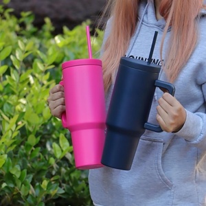 Wholesale BPA Free 40 oz Tumbler <b>with</b> Handle and <b>with</b> Straw Vacuum Insulated Water Bottle <b>Reusable</b> Mug 40oz Tumbler <b>Cup</b> - Product Image 1