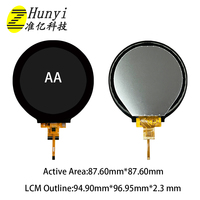 Tampilan LCD IPS TFT bulat 3.4 inci dengan resolusi 800x800 layar sentuh antarmuka DSI MIPI untuk dasbor perangkat cerdas