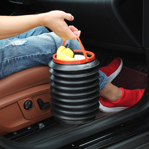ถังขยะในรถยนต์ 4 ลิตร แบบพับได้ ยืดหดได้ สำหรับใช้ในรถยนต์ วัสดุ PVC สีดำ - Product Image 1