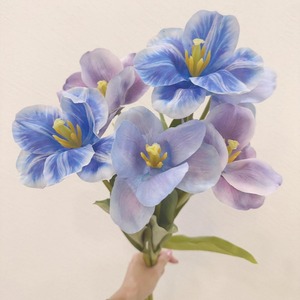 Bouquet de tulipes artificielles en soie, fleurs imprimées en 3D, faites à la main, décoration de mariage et de maison - Product Image 2