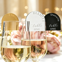 Clip porte-carte personnalisé en acrylique miroir pour verre à vin, avec nom gravé, pour décoration de table de mariage et fêtes, ou comme cadeau invité