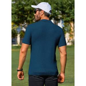 2025 hommes basique texturé T-Shirts bouton classique pour polos coupe ajustée manches courtes motif solide été Golf t-shirts - Product Image 1