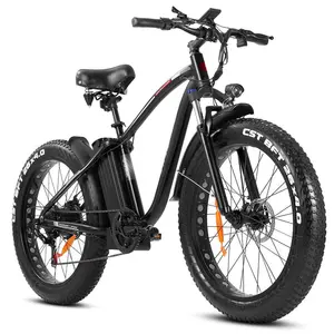 Eu Electric Bicycle 750w 26" Fat Tire Mountain Bike 48v 15ah 60km Range 45km/h 7 Speed Electric Road Bicycle