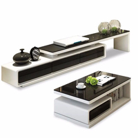 Ensemble de tables basses en verre moderne, table basse de luxe, meubles de salon, table basse de luxe noire et blanche