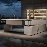 Bureau de direction intelligent électrique haut de gamme, modulaire, moderne, avec double moteur, armoires latérales, design minimaliste et jeune, en MDF