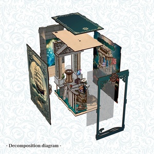 2025 storia del fondale marino 3d in legno <span class=keywords><strong>Puzzle</strong></span> casa delle bambole libro di assemblaggio angolo del libro in legno angolo del libro con la copertura antipolvere uso come regalo - Product Image 4