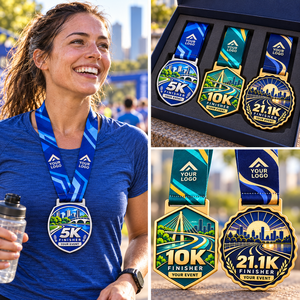 Marathon & Running Medals Custom 5K 10K 21.1K City Race Finisher Medal Printed Ribbon for Bulk Orders OEM ODM - Product Image 3