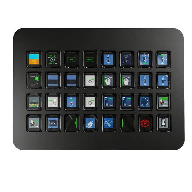 MiraBox 32Keys XL Programmable LCD Macro Control Panel for Flight Simulator with RGB Lighting and Scene Switching Buttons