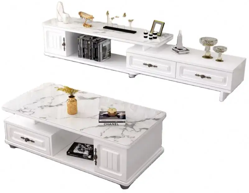 European style coffee table TV cabinet combination glass household bedroom storage cabinet