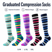 Chaussettes de compression graduée 20-30 mmHg pour femmes et hommes, chaussettes de sport athlétiques mi-hautes pour la course à pied, le cyclisme et les voyages