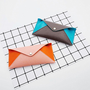 Étui à lunettes en cuir PVC à blocs de couleur, forme irrégulière, design rayé, pour le rangement des lunettes de soleil, rose orangé, 6-8,9 pouces - Product Image 5