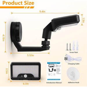 Lámpara Solar Plegable <span class=keywords><strong>de</strong></span> Pared con Sensor <span class=keywords><strong>de</strong></span> Movimiento Inalámbrico, Impermeable, Portátil, para Jardín, Patio, Valla, Cobertizo, Linterna <span class=keywords><strong>de</strong></span> <span class=keywords><strong>Exterior</strong></span> - Product Image 2